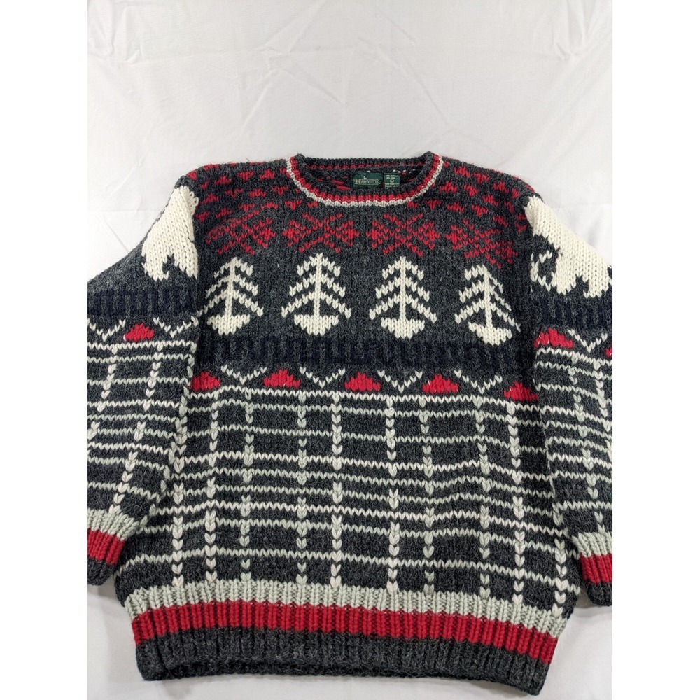 VINTAGE Boundary Waters Massive Chunk Thick‎ Large Sweater Christmas Xmas  90s
